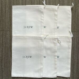 J. Crew Factory Set of 6 Ivory Cloth Jewelry Bags w Pull Cord-Perfect Condition